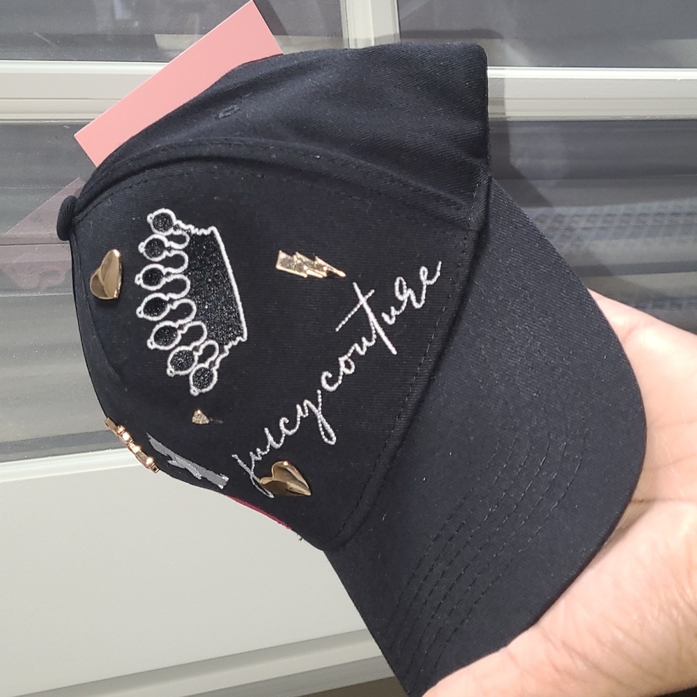 NWT Juicy Couture Black Cap with Embellishments - Picture 2 of 9
